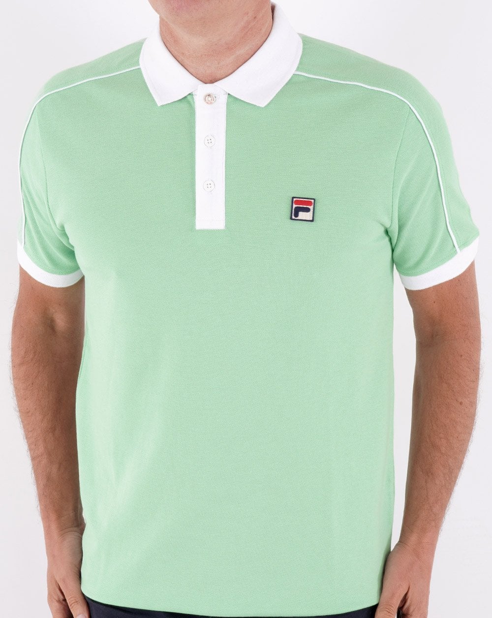 Fila Vintage Retro Piping Poloshirt Soft Grün/Weiß
