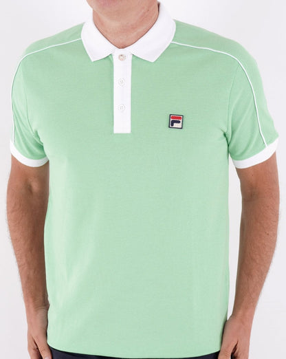 Fila Vintage Retro Piping Poloshirt Soft Grün/Weiß