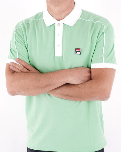 Fila Vintage Retro Piping Poloshirt Soft Grün/Weiß