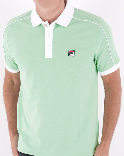 Fila Vintage Retro Piping Poloshirt Soft Grün/Weiß