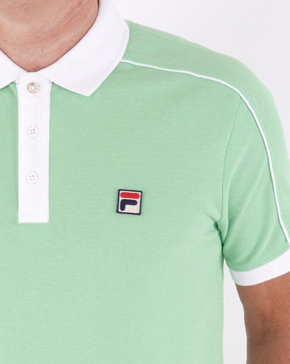 Fila Vintage Retro Piping Poloshirt Soft Grün/Weiß
