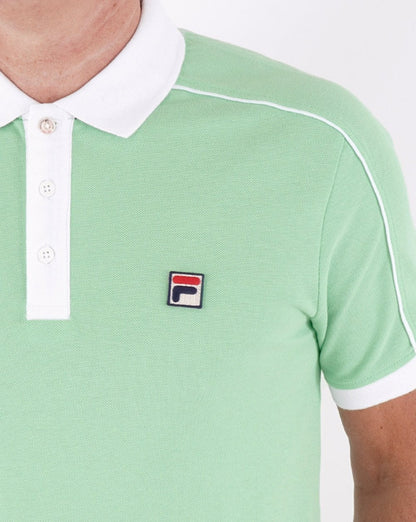 Fila Vintage Retro Piping Poloshirt Soft Grün/Weiß