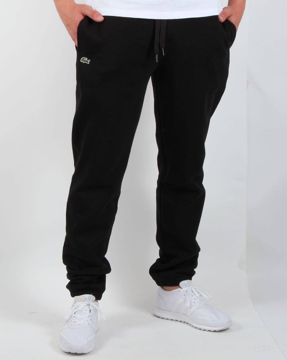 Lacoste – Trainingshose aus gebürstetem Fleece in Schwarz