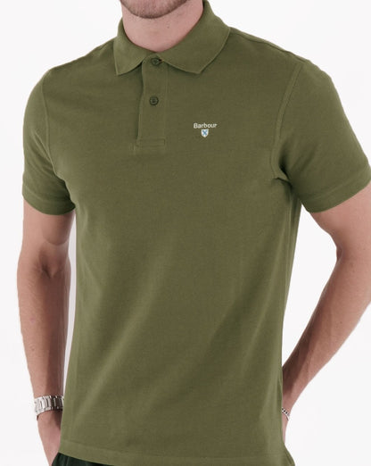 Barbour Tartan-Piqué-Poloshirt in Mitteloliv