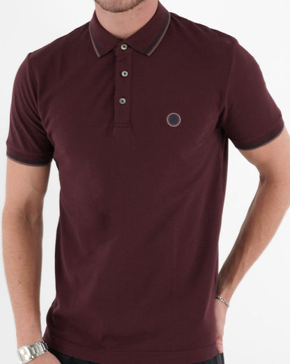 Pretty Green Alloway Poloshirt mit Paisley-Knopfleiste, Burgunderrot
