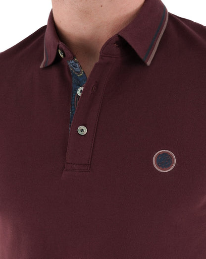 Pretty Green Alloway Poloshirt mit Paisley-Knopfleiste, Burgunderrot