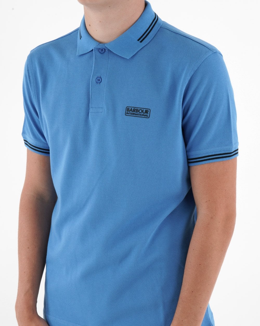 Barbour International – Essential Poloshirt mit Streifen in Ultrablau