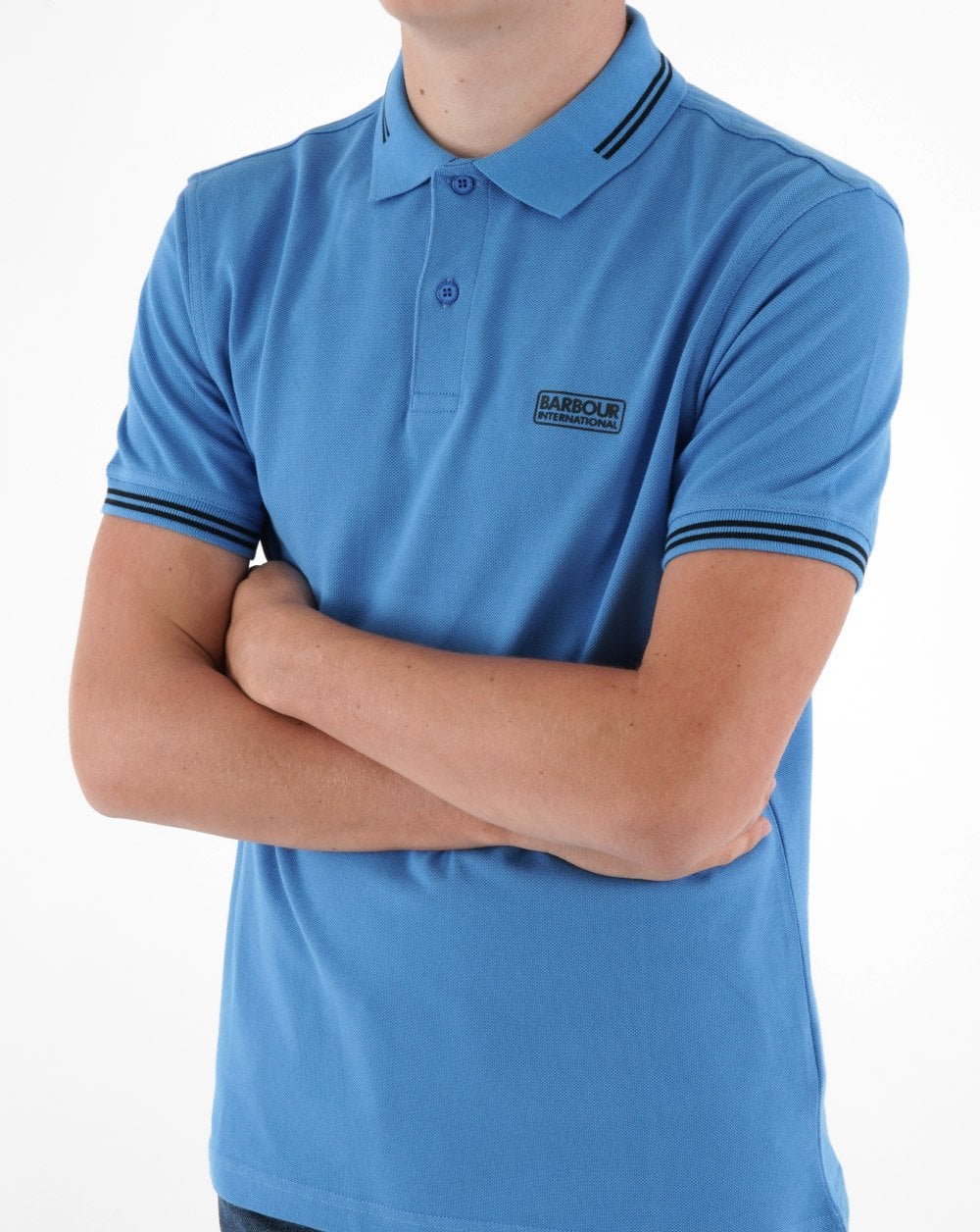 Barbour International – Essential Poloshirt mit Streifen in Ultrablau