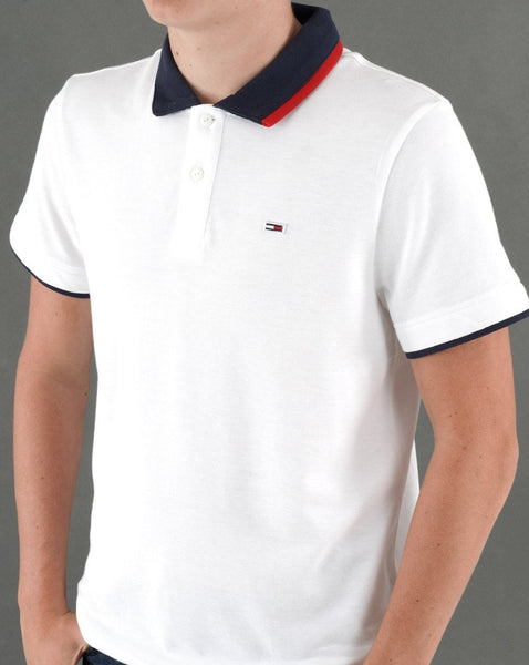Tommy Jeans Tipped Flag Polo Shirt White