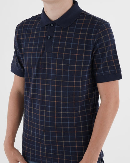 Ben Sherman – Tattersall – Kariertes Poloshirt in Marineblau