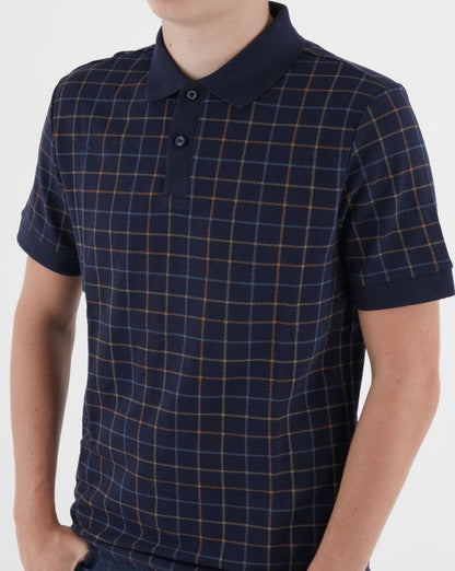 Ben Sherman – Tattersall – Kariertes Poloshirt in Marineblau