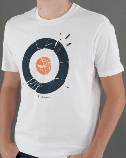 Ben Sherman – T-Shirt „Smashed Record Target“ in Weiß