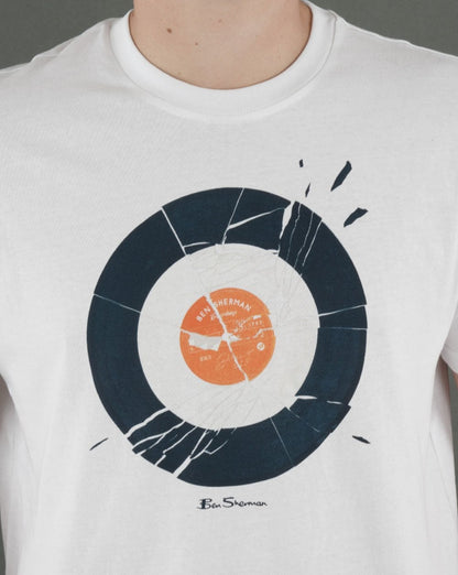 Ben Sherman – T-Shirt „Smashed Record Target“ in Weiß