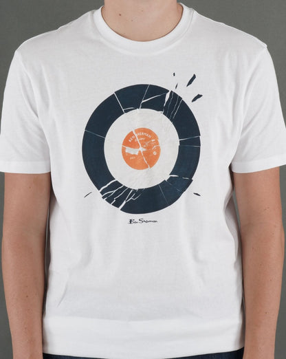 Ben Sherman – T-Shirt „Smashed Record Target“ in Weiß