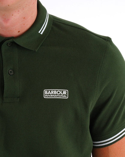 Barbour International Essential Poloshirt mit Streifen in Grün