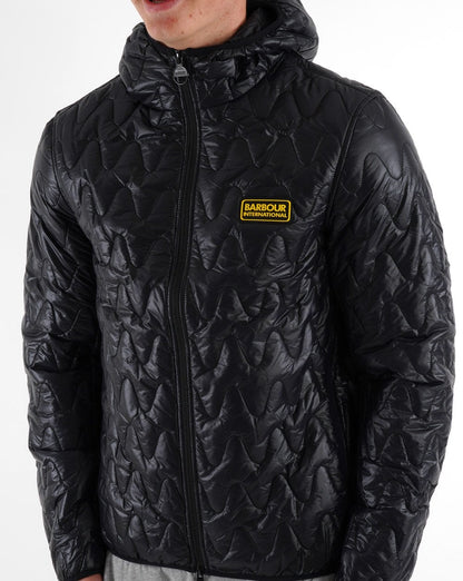 Barbour International Wave Steppjacke mit Kapuze Schwarz