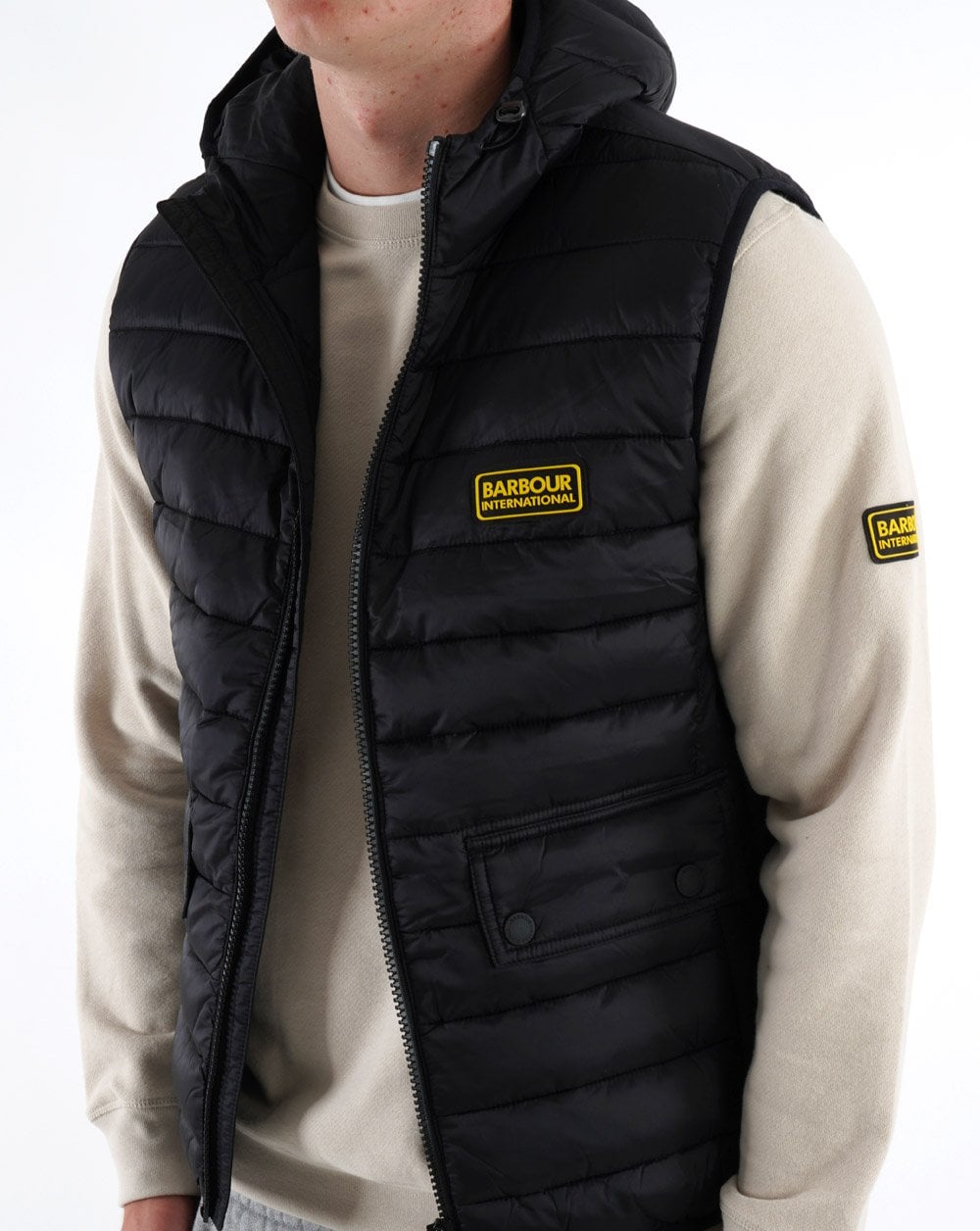 Barbour International Racer Kapuzenweste Schwarz