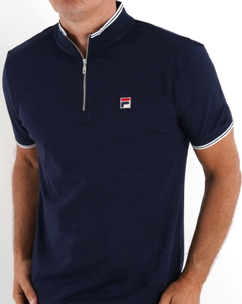 Fila Vintage Poloshirt mit 1/4-Reißverschluss, Marineblau