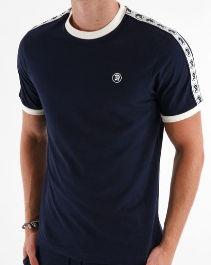 Trojan – T-Shirt mit verklebten Ärmeln in Marineblau