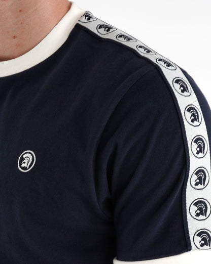 Trojan – T-Shirt mit verklebten Ärmeln in Marineblau