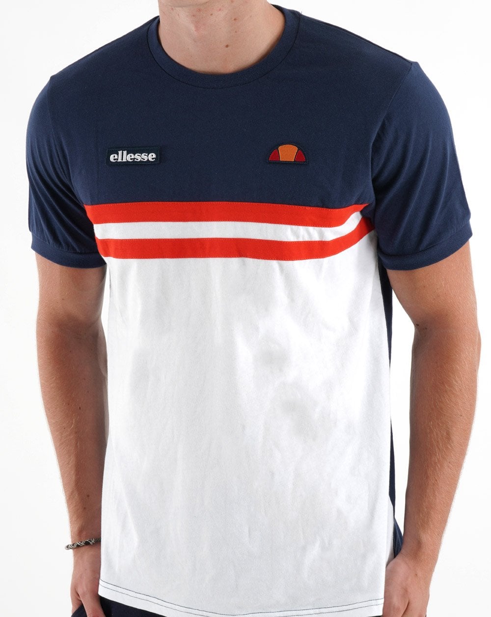 Ellesse Duo Stripe T-Shirt Marineblau/Weiß/Rot