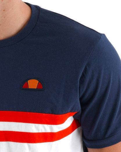 Ellesse Duo Stripe T-Shirt Marineblau/Weiß/Rot