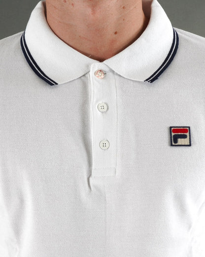 Fila Vintage Tipped LS Poloshirt Weiß/Marineblau