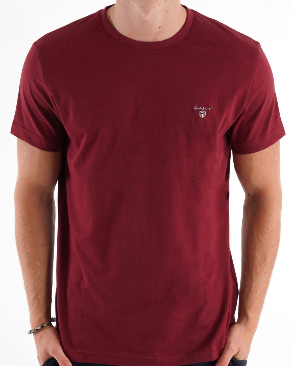 Gant Solid Crew Neck T Shirt Dark Red
