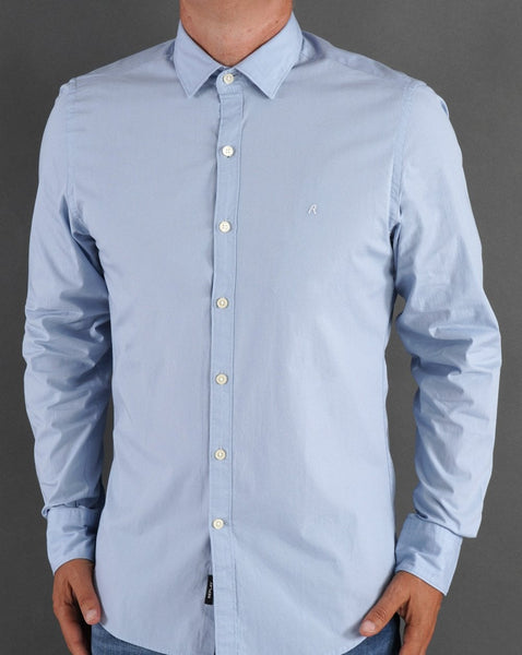 Replay Poplin Cotton Shirt Azure