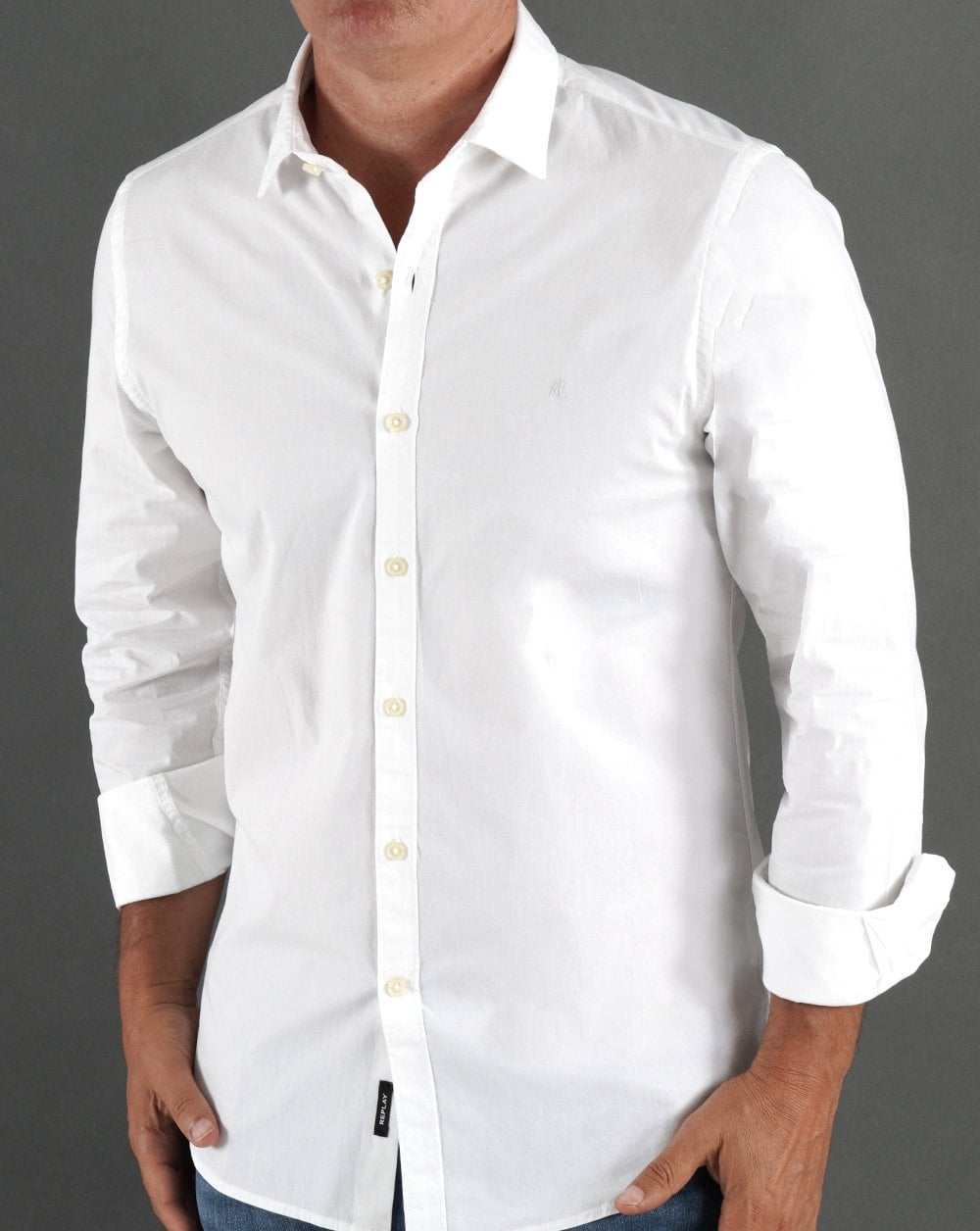 Replay Poplin Cotton Shirt White