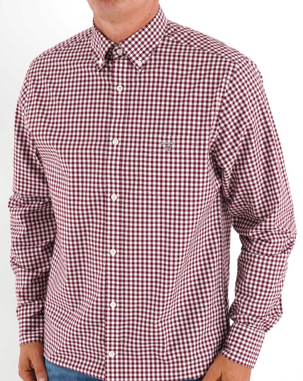 Gant Broadcloth Gingham Hemd Burgund