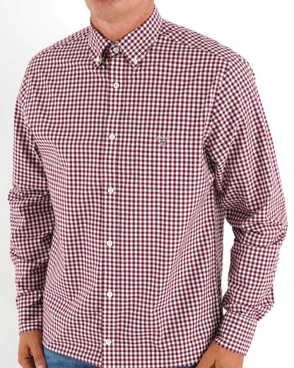 Gant Broadcloth Gingham Hemd Burgund