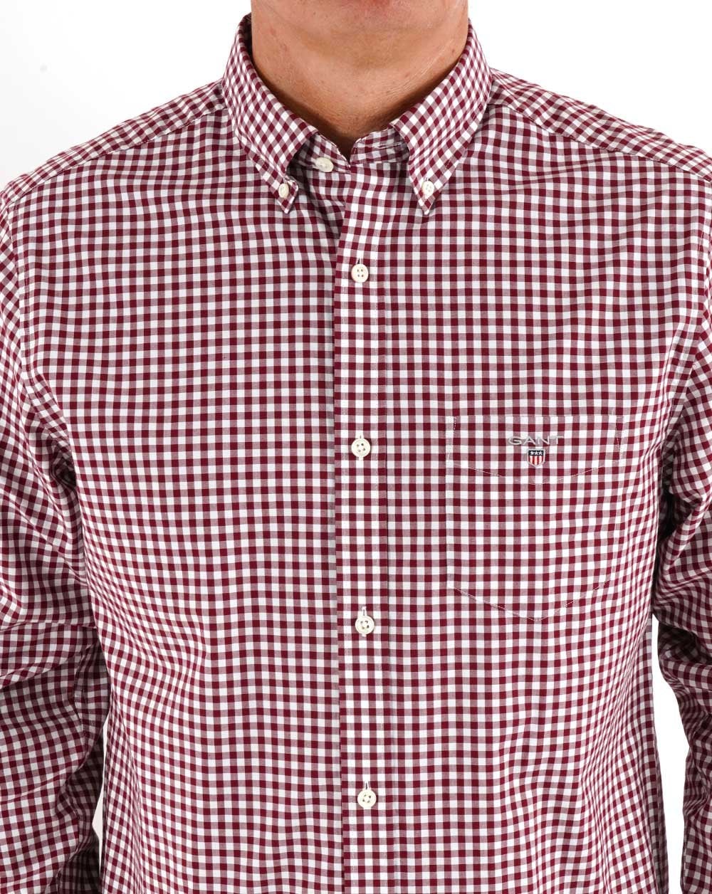 Gant Broadcloth Gingham Hemd Burgund