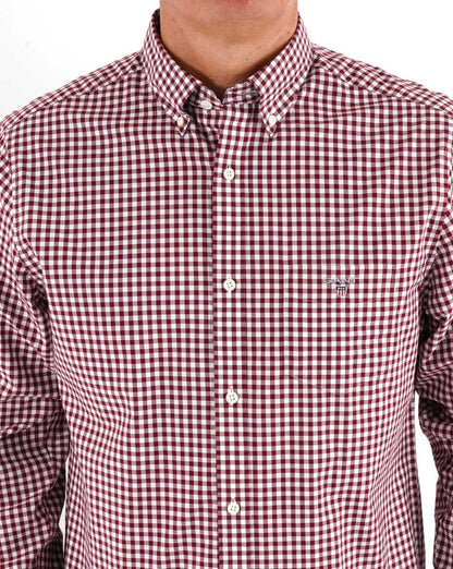 Gant Broadcloth Gingham Hemd Burgund