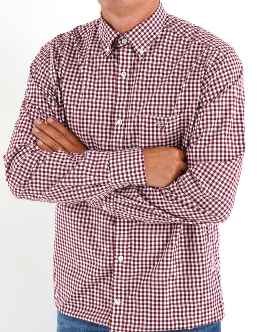 Gant Broadcloth Gingham Shirt Burgundy