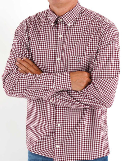 Gant Broadcloth Gingham Hemd Burgund