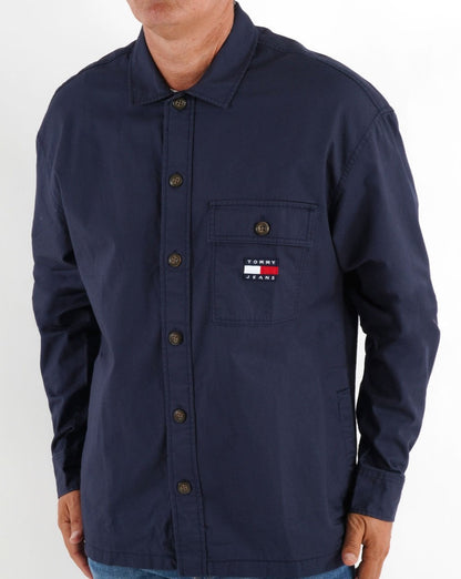 Tommy Jeans Baumwoll-Overshirt, Marineblau