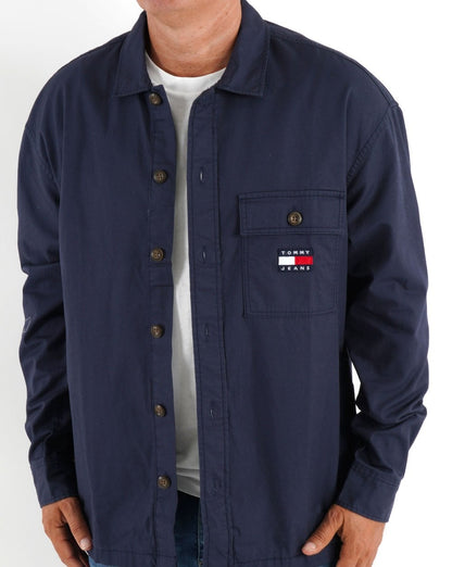 Tommy Jeans Baumwoll-Overshirt, Marineblau
