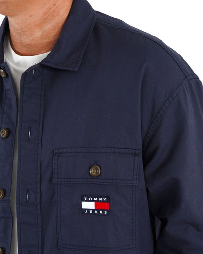 Tommy Jeans Baumwoll-Overshirt, Marineblau