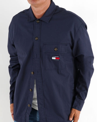 Tommy Jeans Baumwoll-Overshirt, Marineblau