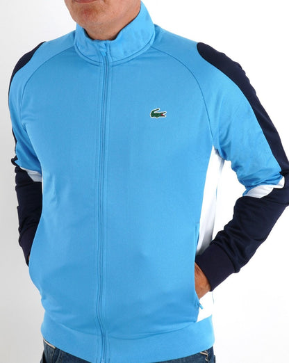 Lacoste Sport Kontrast-Trainingsjacke Blau/Marineblau/Weiß
