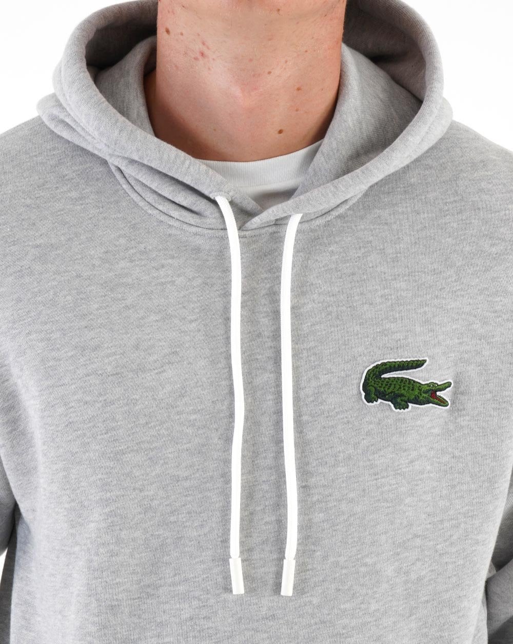 Lacoste – Big Croc – Kapuzenpullover in Silber