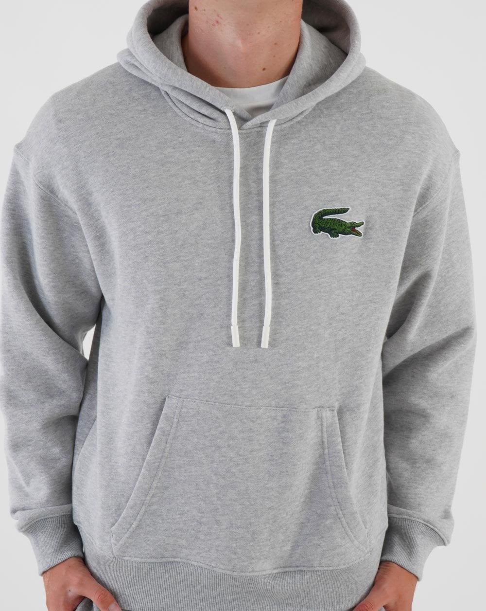 Lacoste – Big Croc – Kapuzenpullover in Silber