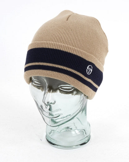 Sergio Tacchini Sellars Turn Up Beanie Buttercreme/Marineblau