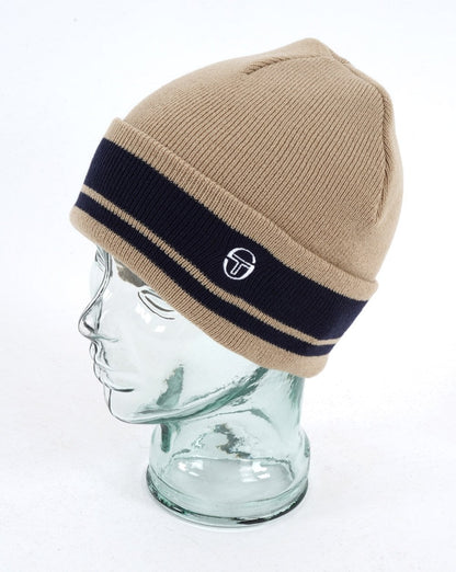 Sergio Tacchini Sellars Turn Up Beanie Buttercreme/Marineblau