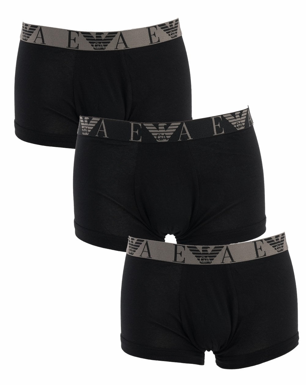 Emporio Armani – 3er-Pack Boxershorts in Schwarz/Gold