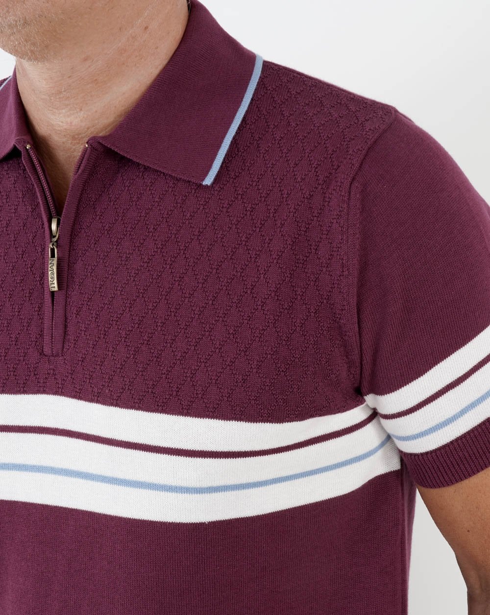 Trojan Border Stripe Polo Port