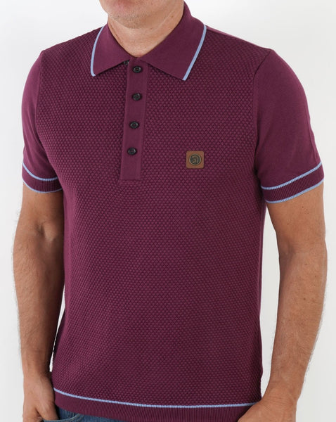 Trojan Textured Knit Polo Shirt Port