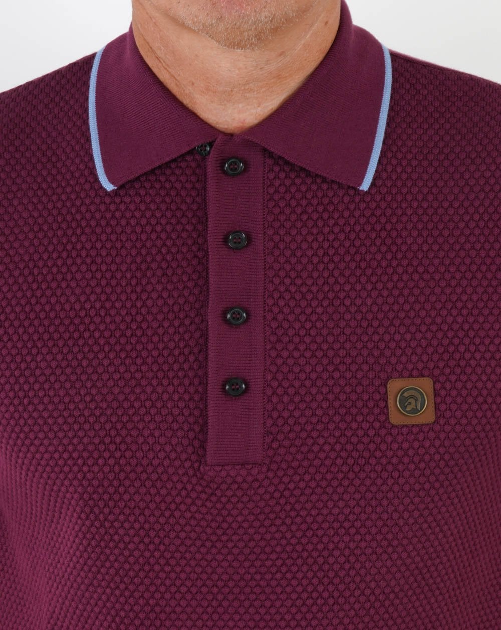 Trojan Strukturiertes Strick-Poloshirt Port