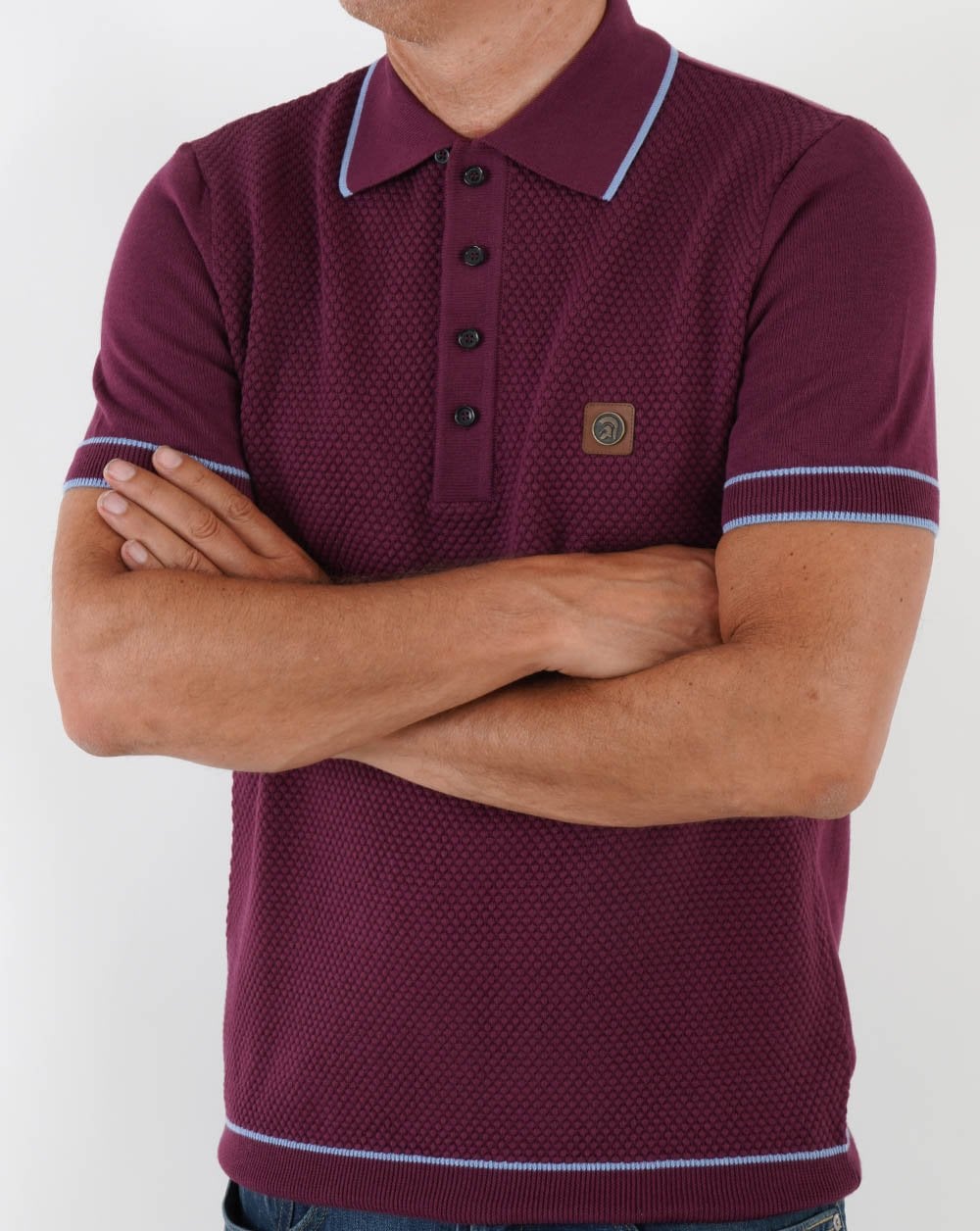 Trojan Strukturiertes Strick-Poloshirt Port